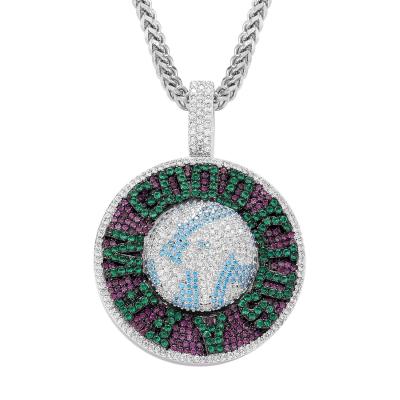 China FASHIONABLE Rotating Earth Pendant Necklace AFGK Hip Hop Colorful Zircon Necklaces for sale