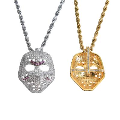 China Fashionable Retro Face Hollow Zircon Personality Necklace Hip Hop Pendant Necklaces for Men and Women for sale