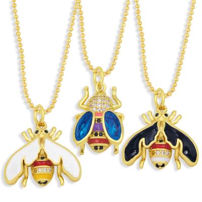 China Beautiful Diamond Bee Insect Pendant Necklaces from Oil-drop personalized FASHIONABLE for sale