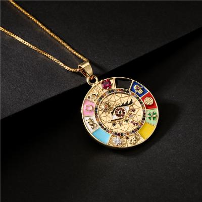 China Trendy Bohemian Style Fashion Boho Necklaces Dripping Oil Zircon Eye Pendant Necklace Women for sale