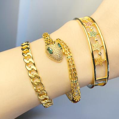 China TRENDY Hip Hop Metal Snake Shape Pentagon Bracelet Bangles Woman for sale