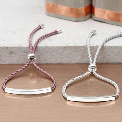 China TRENDY Stainless Steel Hollow Tube Lettering Long Bracelet Braided Personalized Rope Knot Bracelet For Women for sale