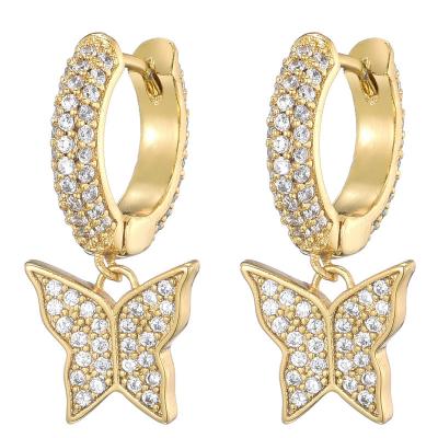 China Shiny Zircon Diamond Butterfly Hoop Earrings Luxury Fashion Trendy from SooBling for sale