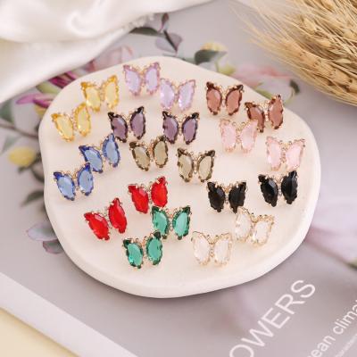 China Valentine's Day Gift Zircon Earrings Butterfly Shape Jewelry Punk Luxury Stud Earrings For Women for sale