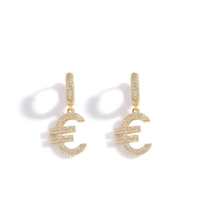 China TRENDY EURO 18K Gold Plated Dangle Zircon Jewelry Circle Earrings For Women for sale