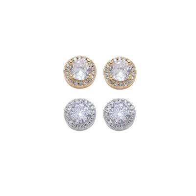 China FASHIONABLE 18K Gold Plated Round Zircon Diamond Icy Jewelry Stud Earrings For Women for sale