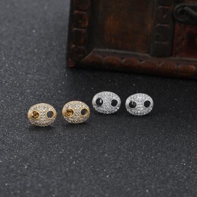 China Creative Hog Nose Earrings Fashion Hip Hop Full Zircon Men's Punk Stud Earrings for sale