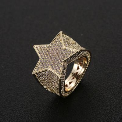 China FASHIONABLE Ice Gold Ring Silver 18K Full Diamond Brass Jewelry Rings For Men Zircon Star Jewelry for sale