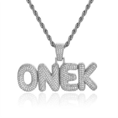 China Wholesale Zircon Diamond Silver Gold Logo Necklace Custom Name Letter Name Icy Cute Pendant Necklace TRENDY Custom Made for sale