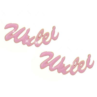 China TRENDY Women's Custom Name Rose Oil Drip Earring Personalized Stainless Steel Name Statement Earrings for sale