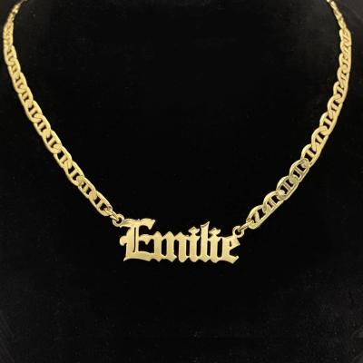 China FASHIONABLE Personalized Arabic Name Logo Figaro Chain Necklace Stainless Steel Nameplate Jewelry Necklace for sale