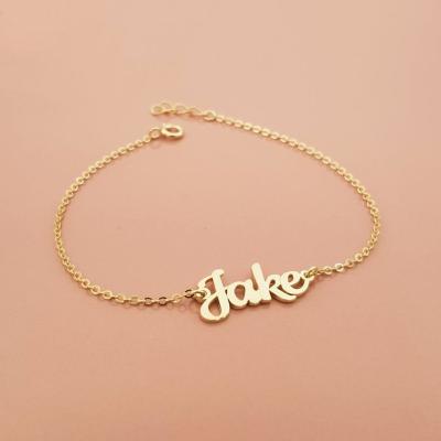 China FASHIONABLE Personalized Name Bracelet Stainless Steel ID Plate Gold Chain Bracelets for sale