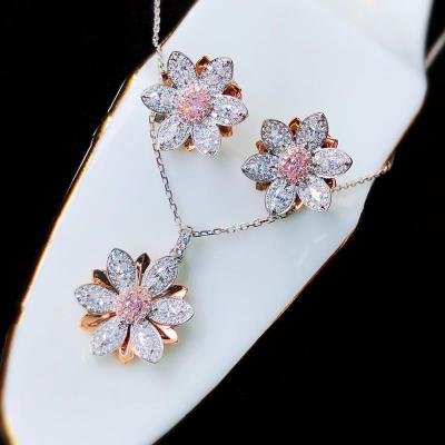 China Iced Zircon Diamond Luxury Earring Necklace Jewelry from Ring Earrings Necklace Jewelry Sets flower rose FASHION full set for sale