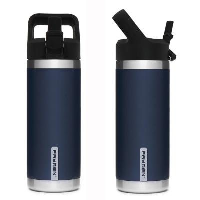 China Viable fayren thermos drinkware wall double 304 stainless steel leak proof straw lid vacuum insulated sport hot water bottle for sale