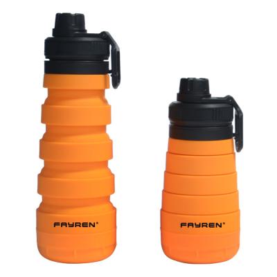 China FAYREN Hot Sale Silicone Folding Stocked Water Bottle With Container For Outdoor Sports for sale