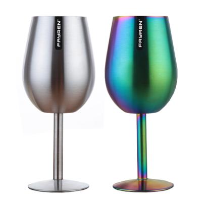 China New Classic/Postmodern Double Wall Stainless Steel Wine Glass Insulated Unbreakable Goblets Blown Wine Glass for sale