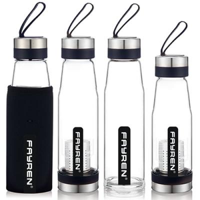 China Sustainable Water Bottle With Filter / Heat Resistant Glass Water Bottle for sale