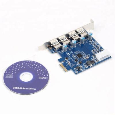 China PCBA+metal PCI-E Express Adapter 4 USB 3.0 HUB Port Expansion Board For Desktop Computer for sale