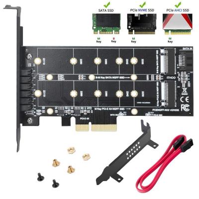 China PCBA+metal PCIe 3.0 X4 to B-M M.2 SATA Main Adapter PCIE X4 to Latch M NVME M.2 22110 2280 2260 2242 2230 Adapter Converter Board with Led for sale