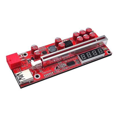 China Server Panto PCI-E x1 x16 to Riser 10 Capacitors with LED Switch GPU Card Riser Card Ver 013-PRO for sale