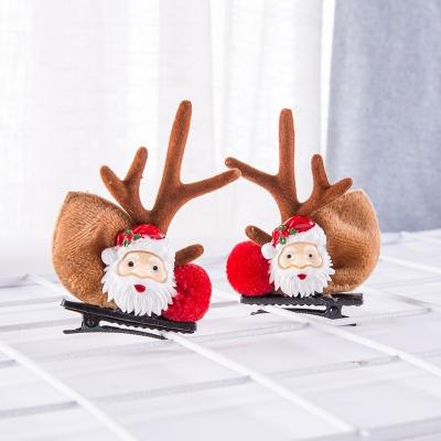 China Santa Snowman Hairpin Xmas Party Girls Hair Decoration Christmas Elk Ear Hair Clip Women Barrettes For Kids Cosplay Headwear for sale