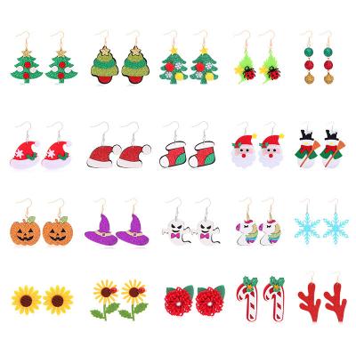 China Trendy Trendy Statement Christmas Tree Earrings For Girls Christmas Gifts Santa Claus Snowman Drop Earrings Women Jewelry Wholesale for sale