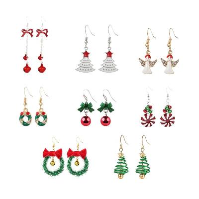 China Trendy Hot New Elk Christmas Tree Cartoon Bell Santa Claus Stud Earrings For Women Fashion Jewelry for sale