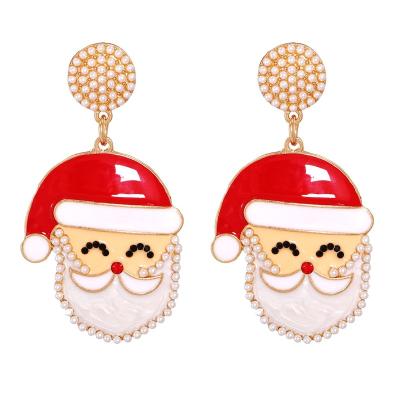 China 2022 TRENDY Fashion Christmas Stud Earrings For Women Santa Diamond Earring New Year Jewelry for sale