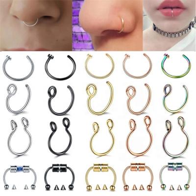 China CLASSIC Loose Stainless Steel Lip Ring Hoop Nose Rings C Clip Earring For Women Piercing Body Jewelry Non-Pierced for sale