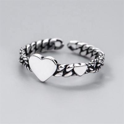 China CLASSIC 925 Sterling Silver Adjustable Ring Heart Rings For Women Wedding Anniversary Jewelry for sale