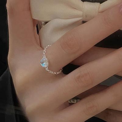 China Fashion CLASSIC Ring Adjustable 2022 trend jewelry women rings s925 Sterling Silver Design Heart Moonstone for sale