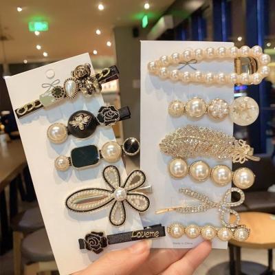 China Girls Hair Decoration Pearl Barrettes Beaded Geometric Women Hair Clips Hair Clips Hair Accessories Girls Jewelry Fashion Hairpins for sale