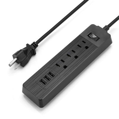 China US Process Design Commercial Power Strip 3 AC Outlet 3 USB Extension Fast Charging Drawing Socket for sale