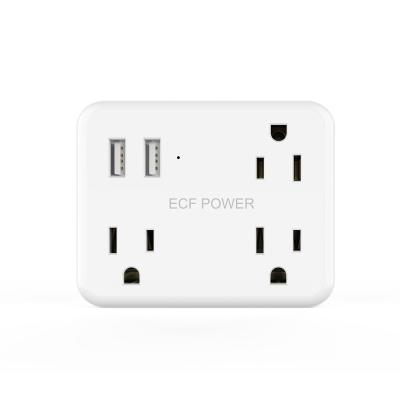 China Office 3 Outlet 1875W 125V 15A Mini AC Power Strip 3 US Fast Charging Power Strip Commercial USB Outlet for sale