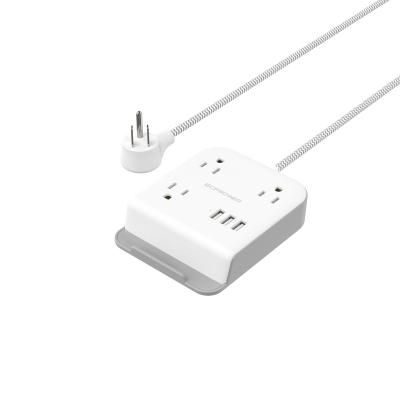 China 3 Way Outlets US Power Strip Surge Protector Plug Phone Holder Design Extension 3 USB Power Strip for sale