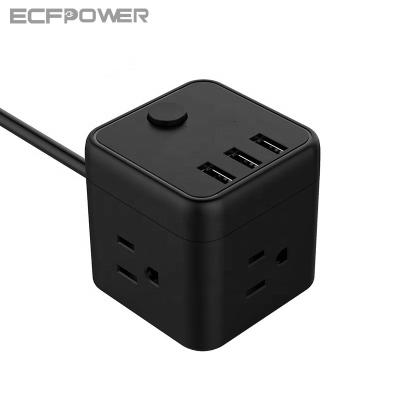 China 3 USB Charging Ports Cube Portable Power Strip with 3 USB 3 Outlet Portable Power Strip with USB for Office/nightstand for sale