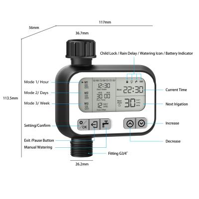 China PC+UV Resistance Silicon Materials Digital Display Farm Garden Irrigation Water Automatic Watering Outdoor Watering Timer for sale