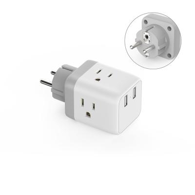 China Germany France Power Adapter Commercial Type E/F European Travel Plug Adapter with 2 USB for sale