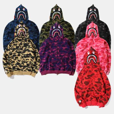 China 2021 New Bape Anti-wrinkle Cotton Hoodie Autumn Men's Casual 100% Cotton Hoodie Teenager Zipper Casual Slim Hoodie for sale