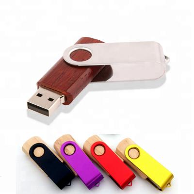 China Custom Wooden Metal USB Swivel Pen Drive 4GB 8GB 16GB 32GB 64GB 128GB USB Flash Drives for sale