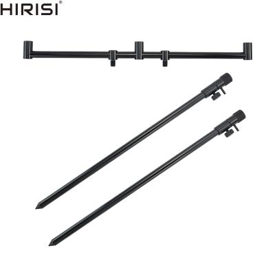 China New Aluminum Alloy Hirisi Carp Fishing Rod Lug 2pcs Set Fishing Bank Sticks With 1pcs Fishing Buzz Bar Black Color for sale