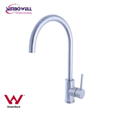 China Modern Watermark 304 Stainless Steel Gooseneck Kitchen Sink Faucet Sink Mixer Kitchen Mixer Tap for sale