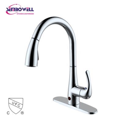 China New Design Best Sense Faucets Quality cUPC Dual Sensor Pull Down Kitchen Faucet With Deckplate for sale