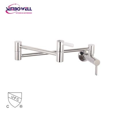 China Two Handle Modern Wall Mounted cUPC Kitchen Sink Pot Filler Kitchen Faucet Brass Mixer Tap for sale