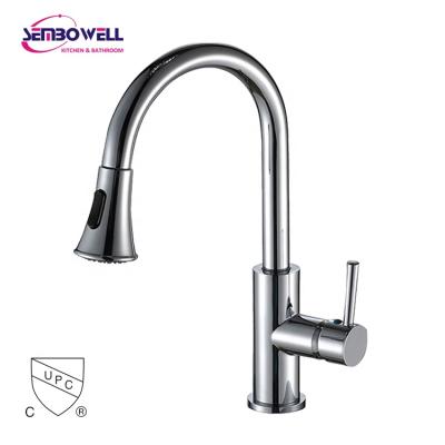 China 2021 New Style Modern Brass Single Handle cUPC Kitchen Mixer Pull Out Kitchen Faucet Sink Mixer for sale