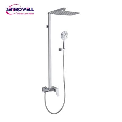 China With Slide Bar Sembowell Shower System Brass Exposed Shower Column Set With Bath And Shower Mixer for sale