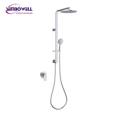 China With Slide Bar New Design Shower Column Set Brass Rectangular Shower System With In-wall Shower Mixer for sale