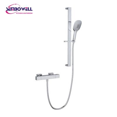 China Without Diverter Hot Sale Brass Shower Faucet Hand Shower Rail Set With Exposed Shower Mixer Kit for sale