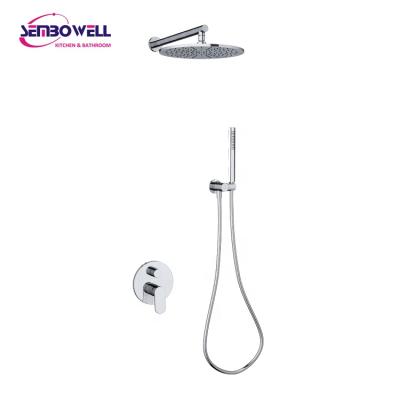 China Without Diverter Shower System Luxury Brass Rain Shower With Hand Shower Set And In-wall Mixer Tap for sale