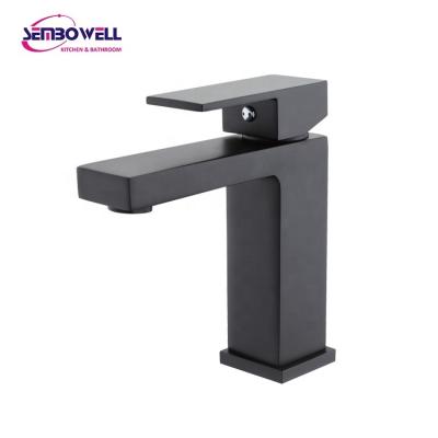 China Modern Brass Single Handle Basin Mixer Bathroom Sink Faucet Matt Black Basin Faucet Bathroom for sale